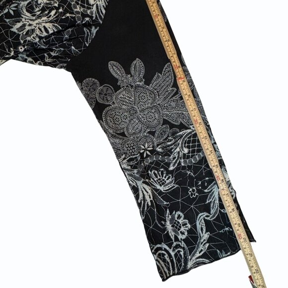 CITRON SANTA MONICA  Ruffled Silk Cardigan Womens‎ Size L Black Flowy Elegant - Picture 9 of 10